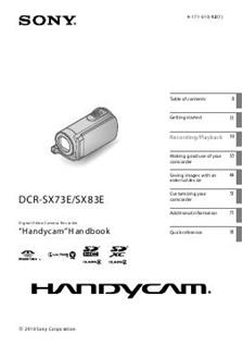 Sony DCR SX 83 manual. Camera Instructions.